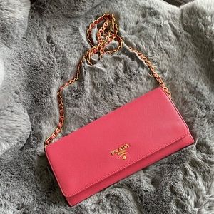 Prada Saffiano Leather Wallet on Chain Crossbody